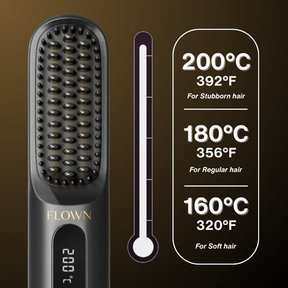 [NEW] FLOWN Portable Straightener Brush - GoBrush MAX + FREE Leather Pouch