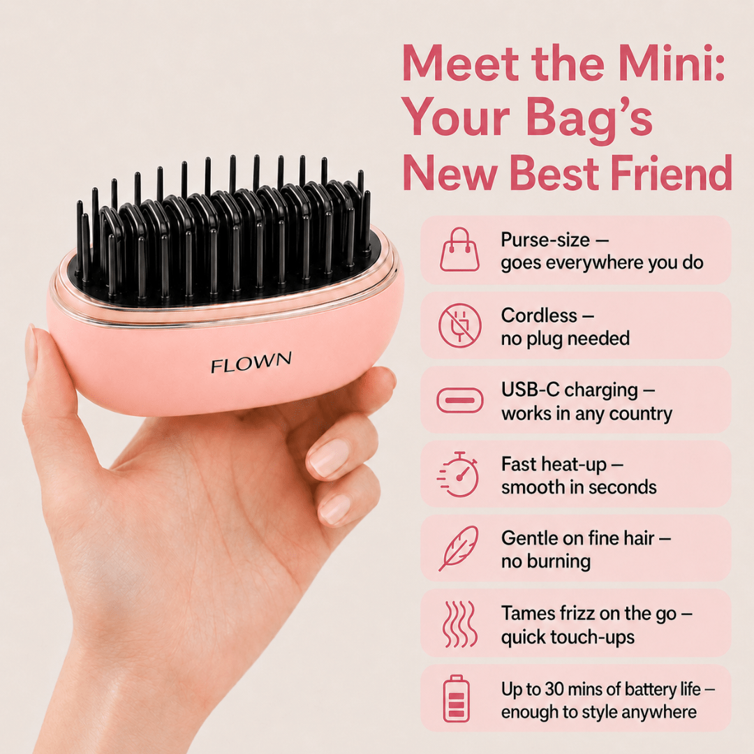 [NEW] FLOWN Portable Straightener Brush - GoBrush MAX + FREE Leather Pouch