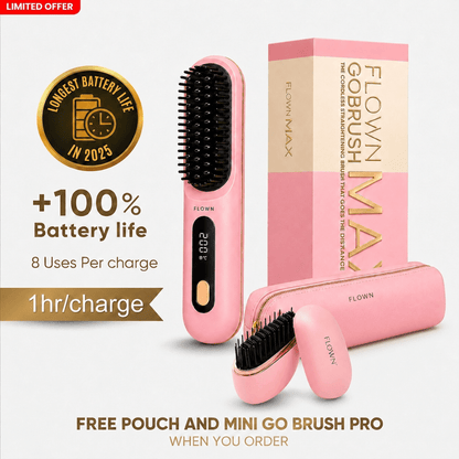 [NEW] FLOWN Portable Straightener Brush - GoBrush MAX + FREE Leather Pouch