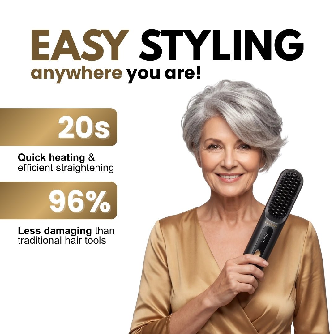 [NEW] FLOWN Portable Straightener Brush - GoBrush MAX + FREE Leather Pouch