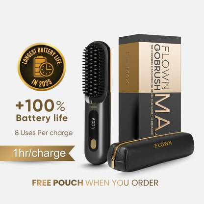 [NEW] FLOWN Portable Straightener Brush - GoBrush MAX + FREE Leather Pouch