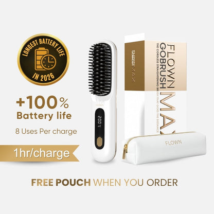 [NEW] FLOWN Portable Straightener Brush - GoBrush MAX + FREE Leather Pouch