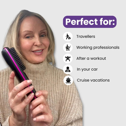 [NEW] FLOWN Portable Straightener Brush - GoBrush PRO + Free Leather Pouch