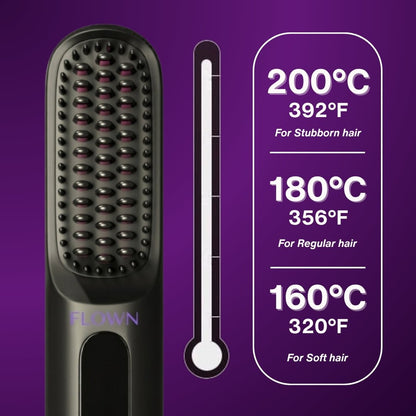[NEW] FLOWN Portable Straightener Brush - GoBrush PRO + Free Leather Pouch