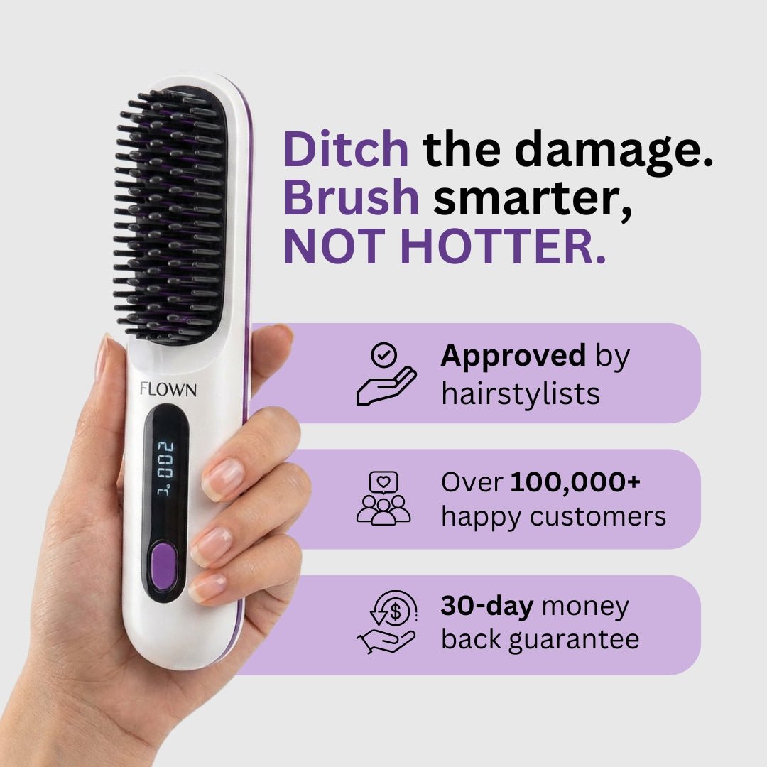[NEW] FLOWN Portable Straightener Brush - GoBrush PRO + Free Leather Pouch