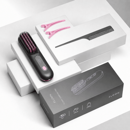[NEW] FLOWN Portable Straightener Brush - GoBrush PRO + Free Leather Pouch